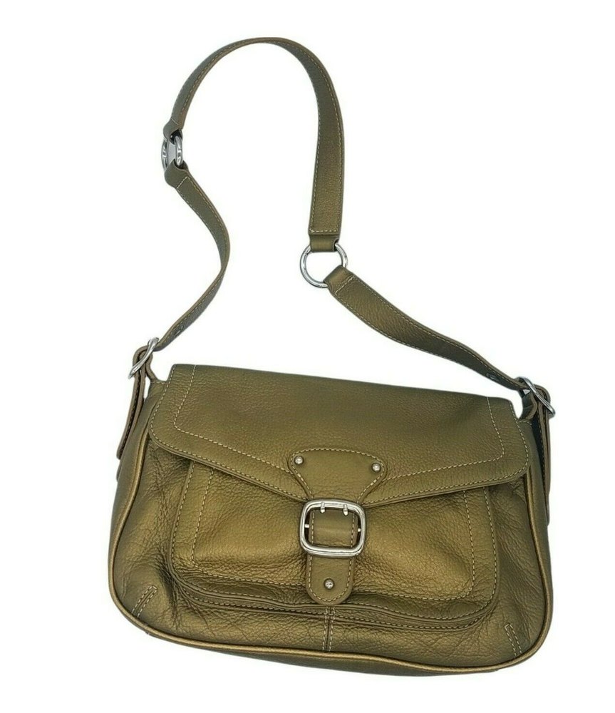 Tiganello Metallic Gold Leather Shoulder Handbag Purse Hobo Bag Adjustable Strap
